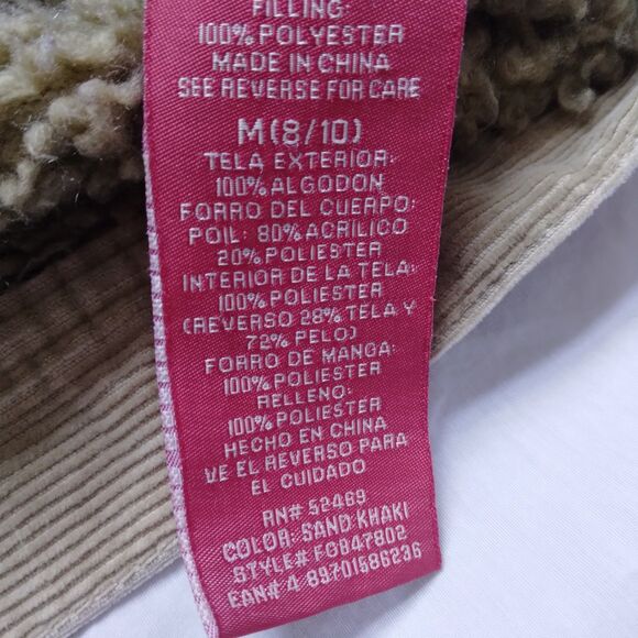 Faded Glory Brown Corduroy Fleece Lined Chore Barn Coat Jacket Boys Size M 8-10 - Picture 7 of 13